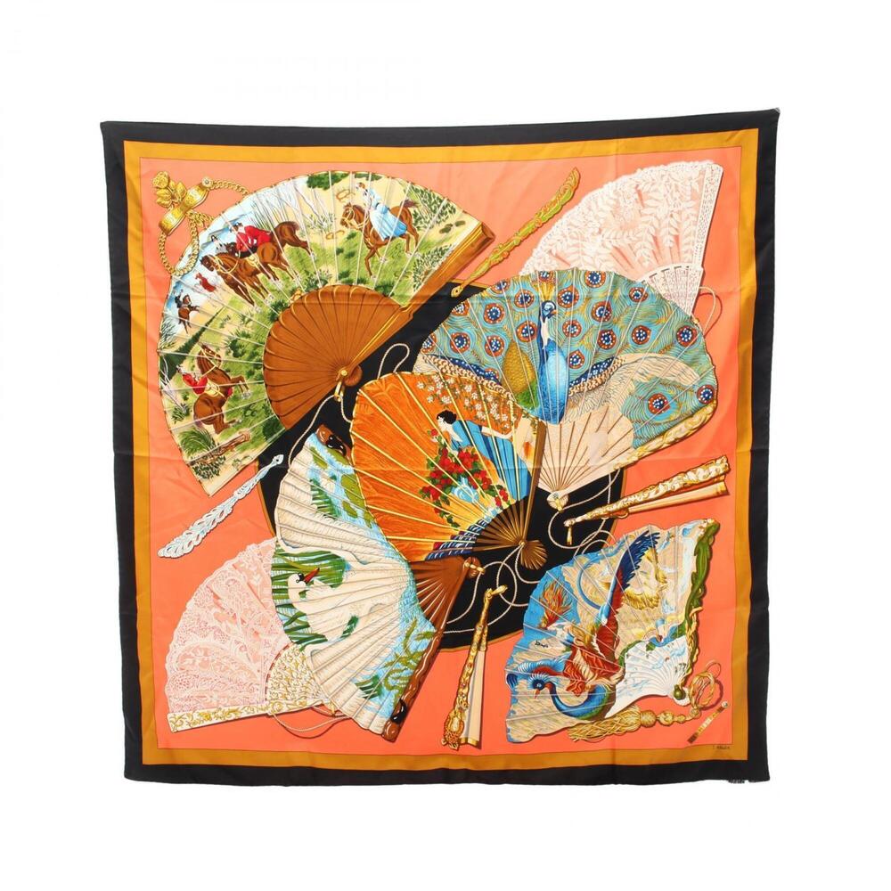 HERMES Authentic Black Silk Scarf